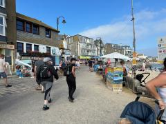 Walking through busy St Ives